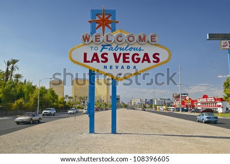 Colorful sign reads Ã¢Â?Â?Welcome to Fabulous Las Vegas, NevadaÃ¢Â?Â�.