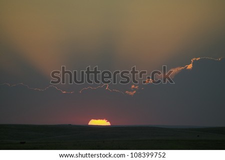 Sunset and God-rays on South Dakota