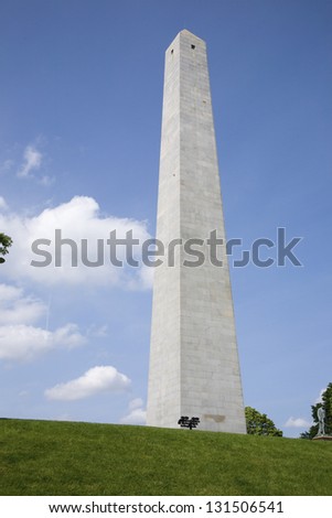 Bunker Hill Memorial at Breed\'s Hill, the site of the first major battle of the American Revolution, Boston, MA
