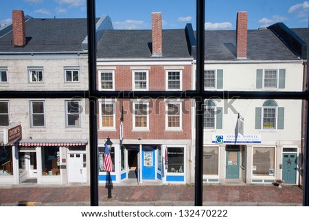 HALLOWELL, ME - JUNE 09: Storefront in Water Street through a window on June 09, 2012 in Hallowell, Maine