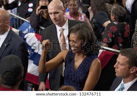 LAS VEGAS - OCTOBER 26: First Lady Michelle Obama among supporters at President Obama`s campaign rally on October 26, 2012 at Orr Middle School in Las Vegas, Nevada.