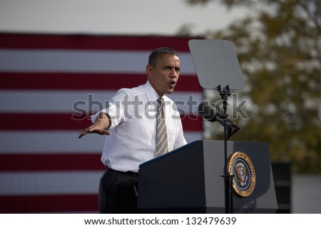 LAS VEGAS - NOVEMBER 01: President Barack Obama speaks at a 2012 Election Campaign rally at Cheyenne Sports Complex on November 01, 2012 in North Las Vegas, Nevada