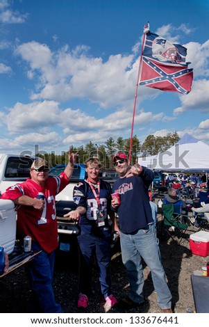 BOSTON - OCTOBER 16:  Tailgate party before New England Patriots vs. Dallas Cowboys at Gillette Stadium on October 16, 2011 in Foxborough, Boston, MA