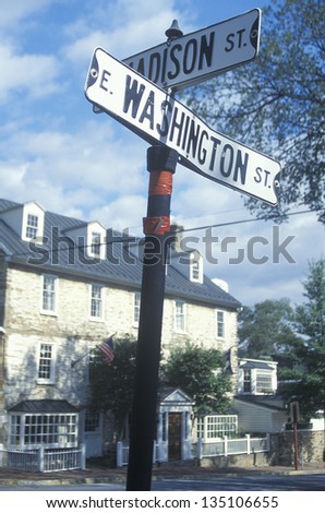 Washington street and Madison street crossing sign