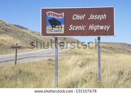 Chief Joseph Scenic Highway sign along a highway