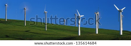 CALIFORNIA - CIRCA 2004: Wind farm along Route 580 at the Altamont Pass, in California on Circa, 2004.