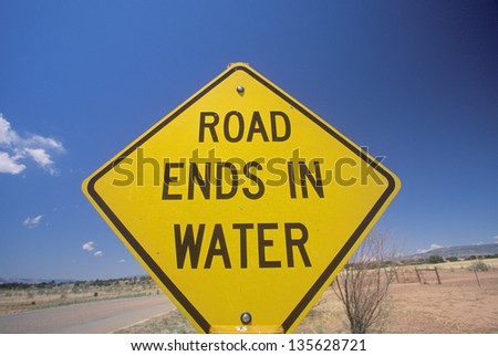 Road Ends In Water warning sign