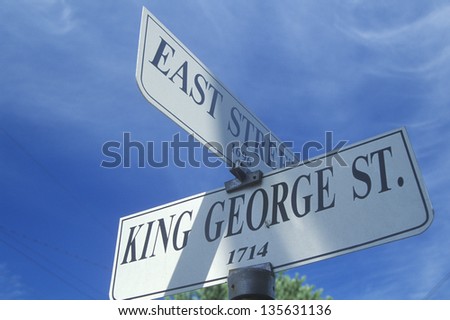 King George Street; East Street sign against the sky