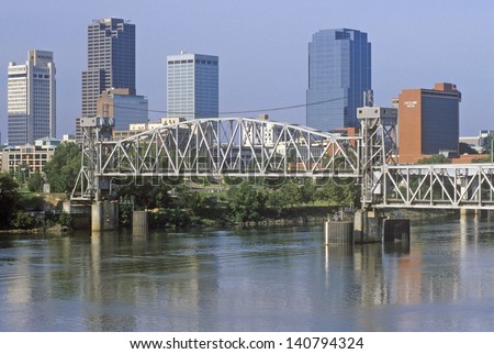 Bridge over Arkansas River view from North Little Rock, Little Rock, Arkansas