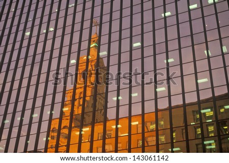 Reflection of Court House in an office building in Hartford, Connecticut