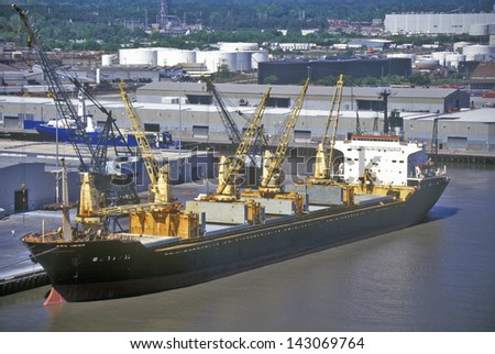 Cargo ship in the Port of Savannah, Savannah, Georgia