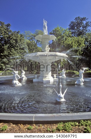 Forsyth Park Fountain in historic Savannah, Savannah, Georgia
