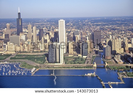 Chicago skyline and harbor, Chicago, Illinois