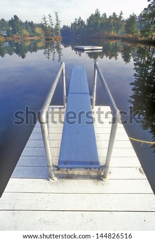 Diving board and pier at Purity Spring, New Hampshire, USA