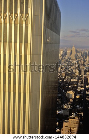 Close-up of World Trade Center, Wall Street, New York City, NY