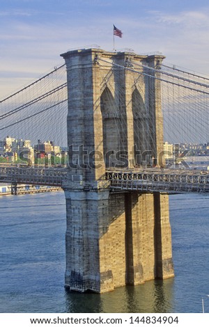 Brooklyn Bridge over the East River, New York City, NY