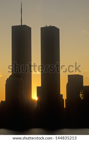 World Trade towers at sunrise, New York City, NY