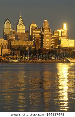 Sunrise over Philadelphia from the Delaware River, PA