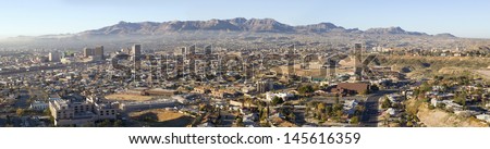 Downtown of El Paso Texas looking toward Juarez, Mexico