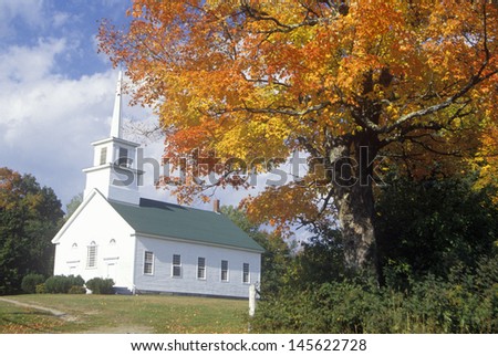 Union Meeting House in Burke Hollow, VT in Autumn