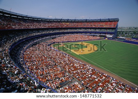 SHEA STADIUM (OLD ONE), NEW YORK, NY - CIRCA 1980's: Interior of baseball stadium in Shea Stadium in New York