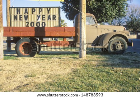 SOUTHERN STATES - CIRCA 2000: A sign that reads `happy new year 2000` on a truck