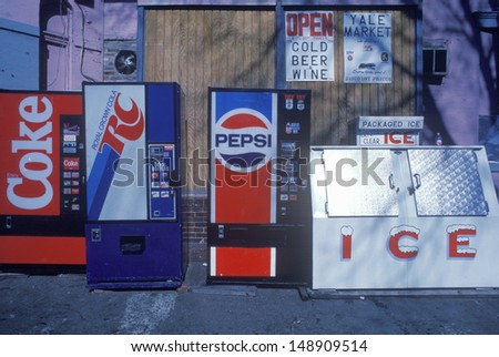 MIDWEST - CIRCA 1980\'s: Miscellaneous soda machine signs