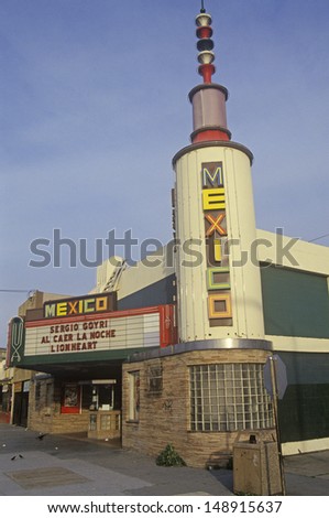 SAN JOSE, CALIFORNIA - CIRCA 1990\'S: Hispanic cinema in San Jose, California