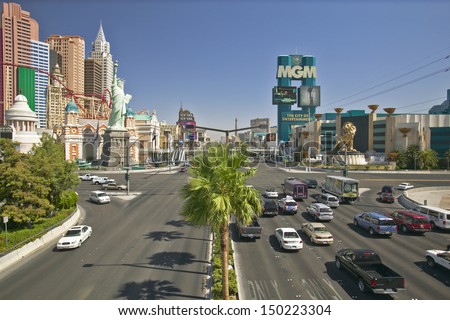 LAS VEGAS, NEVADA - CIRCA 2004: Las Vegas Blvd. Strip and traffic in Las Vegas, NV