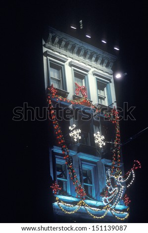 NEW YORK CITY - CIRCA 1980\'s: NY City\'s Russian Tea Room with Christmas lights