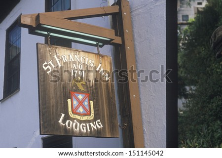 HISTORIC ST. AUGUSTINE, FLORIDA - CIRCA 1980\'s: Sign on the St. Francis Inn in Augustine, FL
