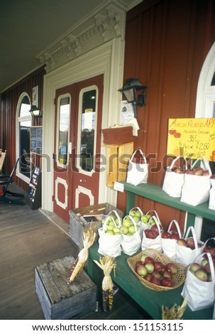 ROCKINGHAM, VERMONT - CIRCA 1990\'s: Front porch of Vermont Country Store in Rockingham, VT