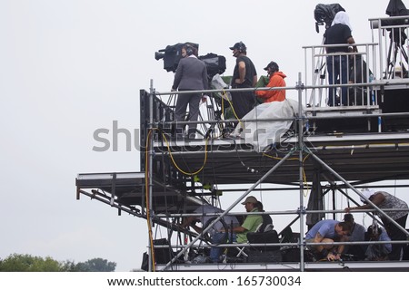 Media and national press take images from main press stand on the 50th Anniversary of Martin Luther Kings \