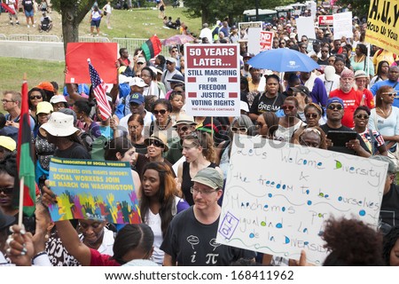 Civil Rights Marchers At The 50th Anniversary Of The March On Washington And Martin Luther King\'S I Have A Dream Speech, August 24, 2013, Lincoln Memorial, Washington, D.C.