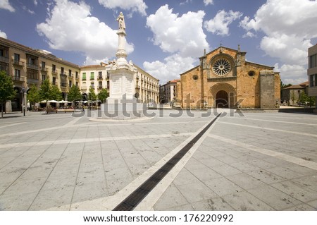 Plaza de Santa Teresa or Square of Santa Teresa in the old Castilian Spanish village of Avila Spain