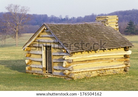 Military housing for soldiers lead by George Washington during the American Revolution at Valley Forge, PA