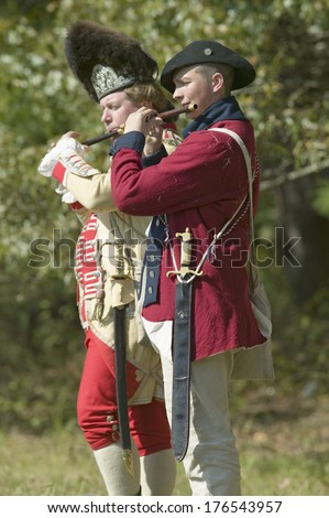 Fife and drum musicians Battle at the 225th anniversary of the Victory of Yorktown, a reenactment of the defeat of the British Army and the end of the American Revolution.