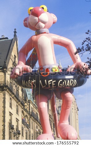 Pink Panther Balloon in Macy's Thanksgiving Day Parade, New York City, New York