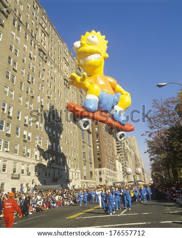 Bart Simpson Balloon In Macy\'S Thanksgiving Day Parade, New York City, New York