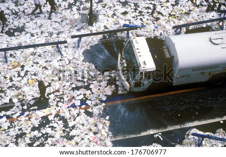 Truck Cleaning Street During Ticker Tape Parade, New York City, New York