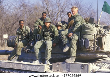 Soldiers From the United States Army Tank Corps Sitting on Tank, Kansas