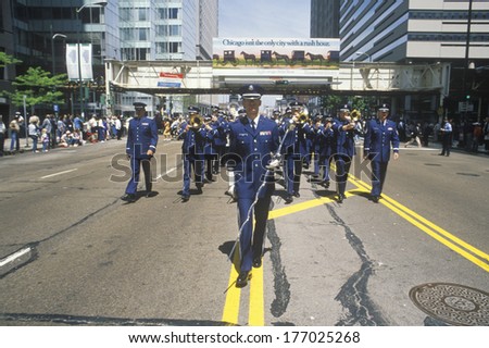 Soldiers from the Airforce Marching in United States Army Parade, Chicago, Illinois