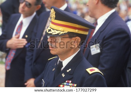 Officer at Veteran\'s Day Ceremony, Veteran\'s National Cemetery, Los Angeles, California