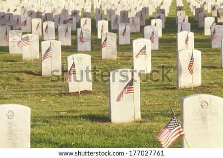 Gravestones, Memorial Day, Los Angeles, California