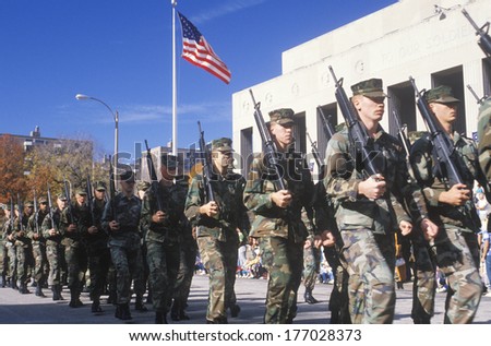 Soldiers Marching In Veteran\'S Day Parade, St. Louis, Missouri