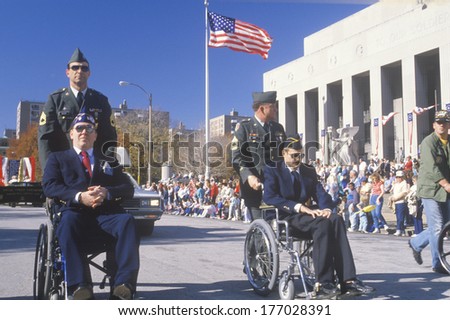 Men In Wheelchairs, Veteran\'S Day Parade, St. Louis, Missouri