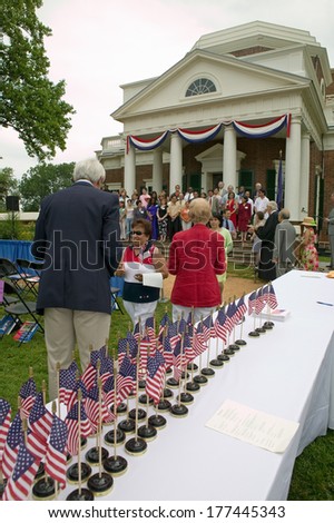 New American citizens at Independence Day Naturalization Ceremony on July 4, 2005 at Thomas Jefferson\'s home, Monticello, Charlottesville, Virginia.