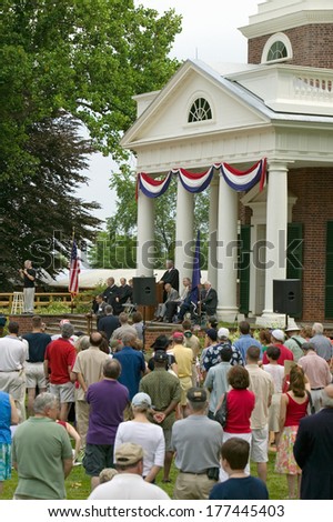 New American citizens at Independence Day Naturalization Ceremony on July 4, 2005 at Thomas Jefferson's home, Monticello, Charlottesville, Virginia.