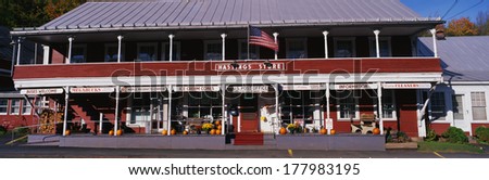 This is the Hastings General Store and post office. It shows a large red building where they sell general goods much the same way they did a century ago.