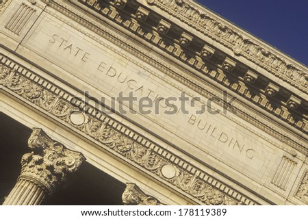 Ornate columns of the State Education Building, Albany, NY